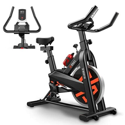 SQUATZ Stationary Cycling Bike Exerciser - Indoor Magnetic Exercise Bicycle With Training Console, 4-Way Adjustable Seat and Handlebar, 8 Resista