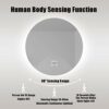 round Led Bathroom Mirror Illuminated Anti Fog Led Light Bathroom Smart Makeup Vanity Touch Sensor Adjustable Brightness Color Change Temperature