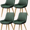 dining chair Kitchen Dining Room Furniture Chairs Dining Chairs Set Of 4 Metal Feet Comfortable Cushions And Backrest Leather Chairs For Dining R