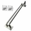 Stainless Steel Self-Adhesive Double-BarTowel Rack, Bath Towel Bar Wall-Mounted, Towel Rack With 2 Hooks-HAINATY