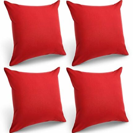 4 Pack Decorative Outdoor Waterproof Throw Pillow Covers, Square Patio Balcony Garden Waterproof Cushion Case, PU Coating Pillow Shell for Couch,