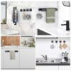 Towel Rail Wall Mounted with 4 Self Adhesive Hooks, Self Adhesive Towel Rack with Hook, Stainless Steel Towel Holder, Bathroom Accessories Towel