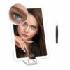 Travel Mirror Makeup Mirror with Lights with 360°Adjustable Stand, Lighted Vanity Mirror with Small Round 20X Magnifying Mirror, 1500mAh Battery,