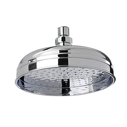 ENKI, R01, 200mm Traditional Fixed Large Shower Head Chrome, Solid Brass, Replacement Shower Head, Round Rose, Mixer Rainfall Shower, Modern Desi