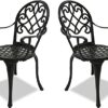 Centurion Supports Prego 2-Large Garden & Patio Bistro Chairs with Armrests in Cast Aluminium Black