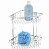 WENKO 20640100 2-Tier Corner Rack Classic - fixing without drilling, Steel, 26.5 x 26.5 x 19.5 cm, Chrome