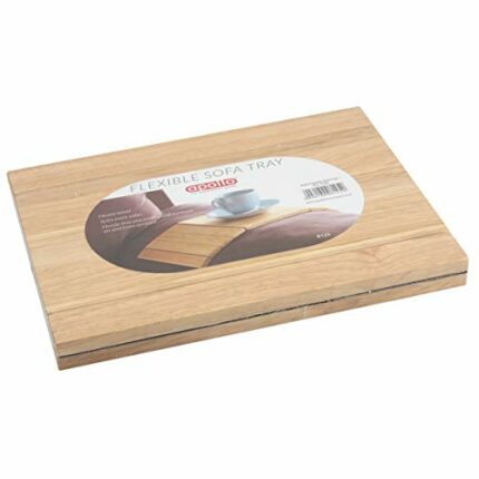 apollo THE HOUSEWARE BRAND Flexible Sofa Tray, Holder, Hevea Wood, Perfect for Wine or Snacks, Arm Chair Media Holder, Natural