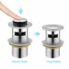 CREA Basin Sink Waste Pop Up, Click Clack Sprung Plug with Overflow for Bathroom Sink, Sprung Basin Waste Slotted, Chrome