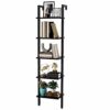 YMYNY Bookshelf Wall Mounted, Ladder Shelf, 5-Tier Bookcase Rack, Storage Unit with Metal Frame, Industrial Floating Wall Shelf for Living Room,