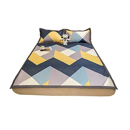 SDFGH Three-piece Ice Silk Mat in Summer, Washable and Foldable Wind Air Conditioning Soft Mat Home Mattress Mat (Color : Multi-colored, Size : 1