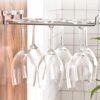 Fdit Wall mounted iron wine glasses rack, double row stemware wine glass holder storage rack bottle glass holder