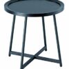 ASPECT Louisa Wooden Tray/Round Side End Table-Oak Veneer in Black Finish, Metal, Dia x 50(H) cm
