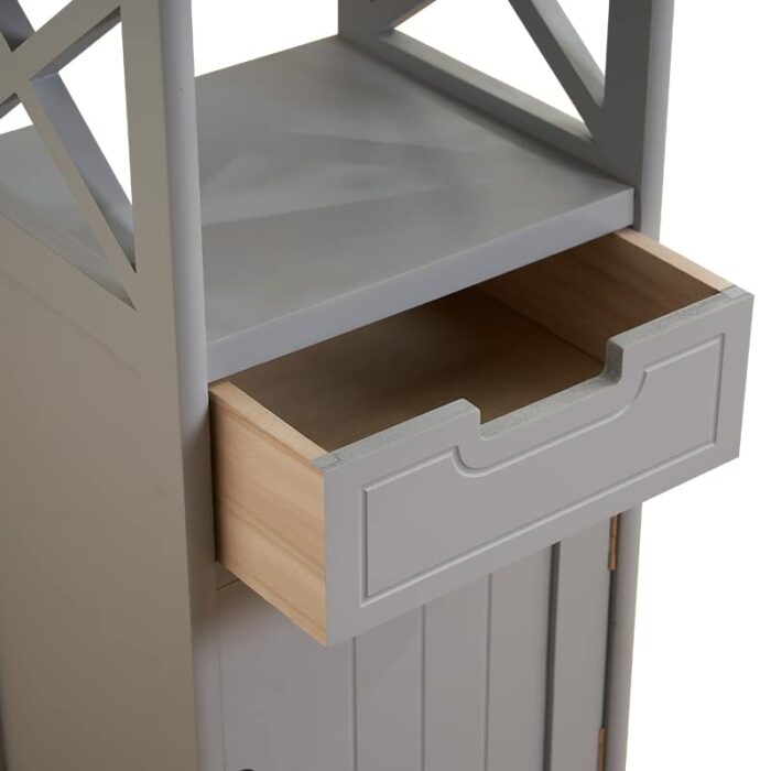 BECTSBEFF Tall Bedside Tables Fully Assembled, No Assembly Wood Bedside Cabinets/End Table/Bathroom Cabinet for Living Room, Bedroom, Hallway-Gra