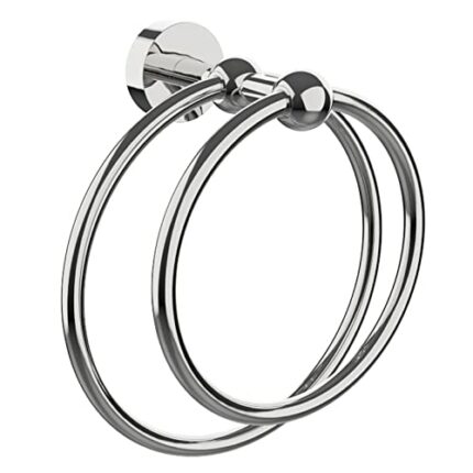 Agua Accessories Towel Holder Wall Mounted for Bathroom & Kitchen, Round Brass Towel Ring for Bathroom Wall, Chrome Hand Towel Holder Modern Styl