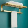 HIGOH Towel Racks, Bathroom Towel Rack Wall Mounted Towel Holder,Bath Hardware,Brushed Aluminum Towel Rack Towel Bar Corner Shelf