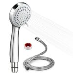 Shower Head Powerful Flow with 1.5m Chrome Shower Hose Pressure Boosting Shower Head Spray with 3 Modes Water Saving Bathing for Adults Children