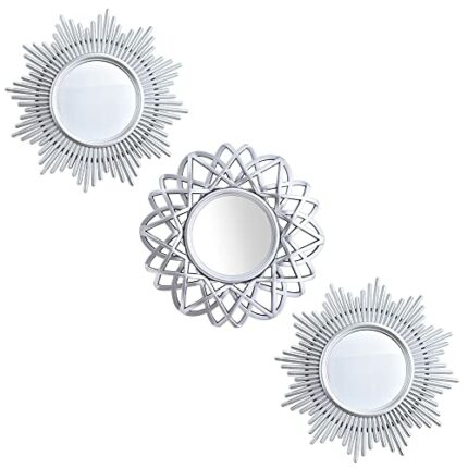 Aeveco Silver Round Decor Wall Mirrors Pack of 3 for Room & Home | Small Mirrors for Wall Decor | Circle Mirrors Modern Wall Decor Gifts for Wome