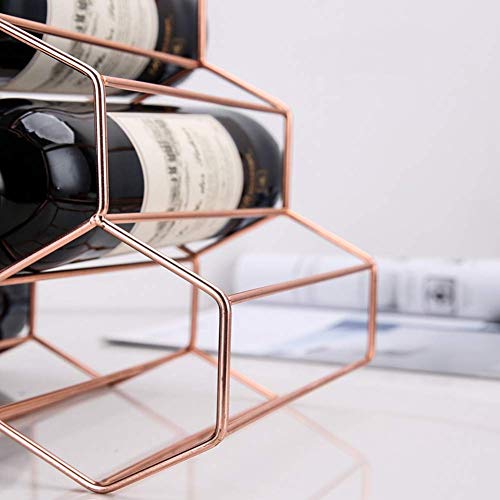 OUSIKA Wine Racks,Wine Bottle Rack,Free Standing the Geometric Metal Wine Holder Iron Art 6 Bottles Wine Glass Racks for Bar Cabinet Pantry Kitch