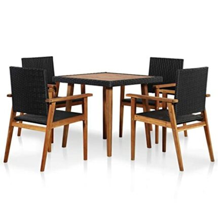 WODMB Garden Dinner Furniture 5pcs Braided Resin Black and Brown Delivery includes 1 table and 4 chairs (Color : A, Size : One size)