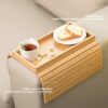 GEHE Natural Bamboo Sofa Arm Tray, Sofa Tray Table for Couch, Sofa Armrest Tray Table Anti-Slip Sofa Table, Couch Cup Holder for Snacks,Phone,Con