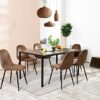 Homy Casa Set of 4 Dining Chairs Soft Chairs and Backrest Kitchen Chairs with Solid Metal Legs for Living Room Lounge Home Brown