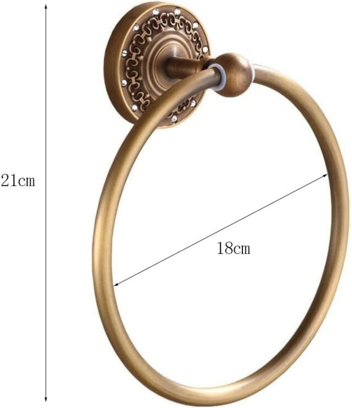 RAKUTE European Style Antique Copper Towel Ring, Retro Bathroom Towel Rack, Hardware Pendant, Towel Hanger Holder Bathroom Ring