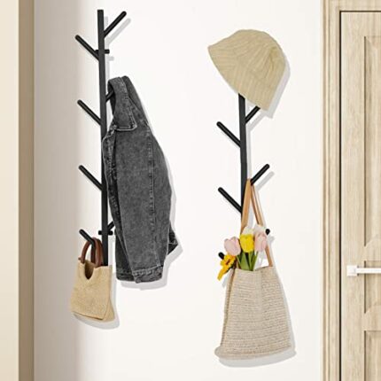 FANTAKI Coat Rack Wall Mount Set of 2, Coat Hanger, Floating Coat Rack for Jackets/Bags/Scarves, Coat Tree for Entryway/Home/Office/Hallway/Bathr