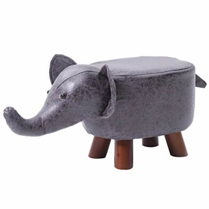 IBUYKE Animal Footstool, Upholstered Ottoman,Creative & Cute Foot Rest Step Stool Pouffe Chair Soft for Kids Children, Solid Wood Support Footsto
