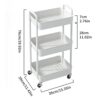 Sywhitta 3-tier Storage Rack on Wheels, Kitchen Storage Utility Cart, Rolling Storage Rack for Bedroom, Bathroom, Office, White