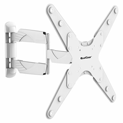 QualGear Premium Quality Contemporary Style Ultra Low Profile Full Motion Wall Mount for LED TV Upto 23-55-Inch - White
