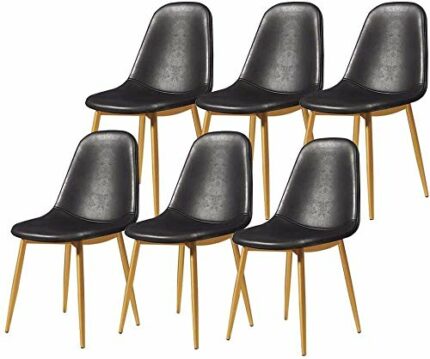 dining chair Kitchen Dining Room Furniture Chairs Kitchen Dining Chairs Set Of 6 Metal Legs PU Leather Seat For Office Lounge Bars Living Rooms L