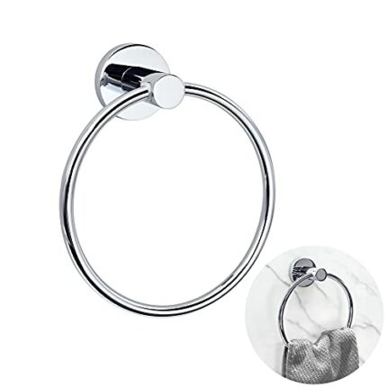 Towel Rings for Bathroom, Stainless Steel Holder Hand Towel Ring Hanging ​Round Hanger Polished Chrome Contemporary Style Bathroom Accessories fo