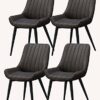 dining chair Kitchen Dining Room Furniture Chairs Dining Chairs Set Of 4 Metal Feet Comfortable Cushions And Backrest Leather Chairs For Dining R