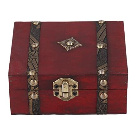Pilipane Wooden Treasure Chest Vintage Jewelry Box, Wooden Treasure Chest Retro Chinese Style Durable Cedarwood Wide Application Vintage Jewelry