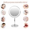 WITFAMILY Countertop Vanity Mirror， 8'' Rechargeable 1x/10x Magnifying Mirror with Lights，3 Color and Brightness Adjustable, Touch Control 360° R