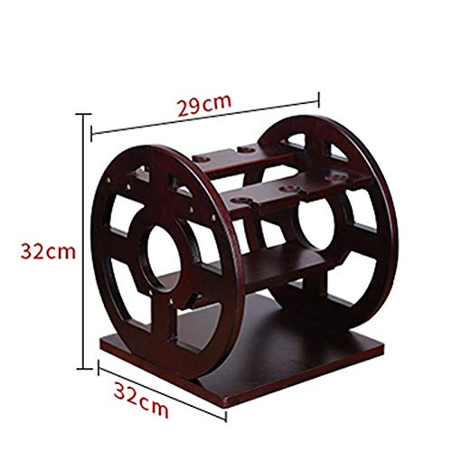 Countertop Style Shape Bamboo Wood Wine Rack - Table Top Wine Bottle Storage Slots for 3 Bottles 3 Wine Glass Rack Hanging Cup Holder -Free Stand