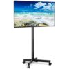 RFIVER Mobile TV Stand on Wheels for 23-55inch LCD LED Flat/Curved Screen TVs,Height Adjustable Rolling TV Cart Portable Floor Stand Trolley up t