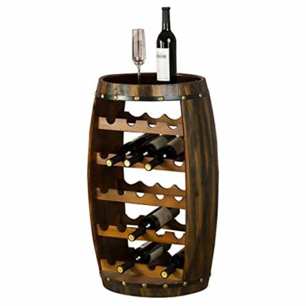 PIBM Creative Solid Wood Floor-Standing Wine Barrel Bottle Storage Rack Bar Exhibition Wooden Wine Cooler J1114