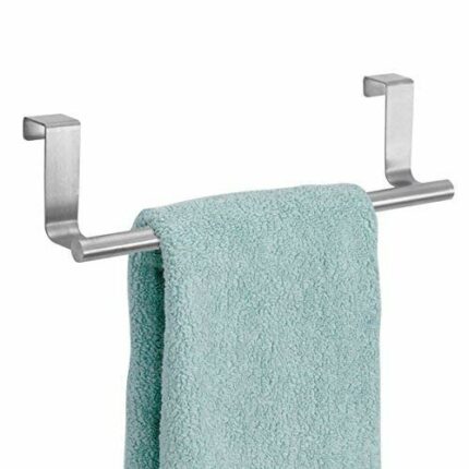 mDesign Over The Cabinet Towel Bar – Stainless Steel Towel Rail Perfect for The Kitchen or Bathroom – Practical Towel Holder for Kitchen Cupboard