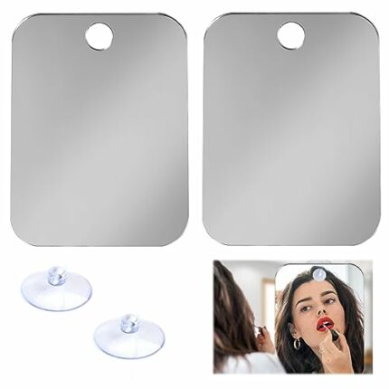 2 Pcs Fog Free Shower Mirrors for Shaving, 6.7" x 5. 1" Portable Acrylic Fogless Bathroom Shaving Mirror with 2 Wall Suction Cups, Ideal for Trav