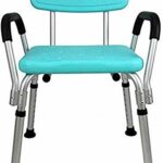 CHEWO Bath Stools,Shower Stool Bathroom Seat with Armrests and Backrest with Non-Slip Backrest Adjustable Height Lightweight Aluminum Handicapped