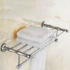 Bathroom Lavatory Towel Rack Towel Shelf with one Towel Bars Wall Mount Holder, Stainless steel rack