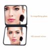 CHEERYMAGIC Portable Folding Mirror, Little Travel Mirror Pocket Compact Makeup Mirror for Make Up Hair Styling and Shaving 7 x 6.5cm Black A4MNS