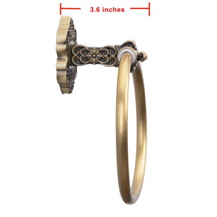 SDH Bathroom Towel Ring - Vintage Style Antique Brass Towel Hanger - Wall Mount Kitchen & Bathroom Hand Towel Holder - Pack of 1 Heavy Duty Decor