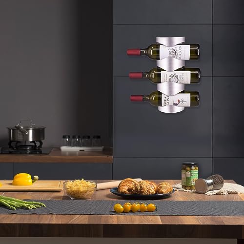 Cokritsm Wall Wine Rack, Stainless Steel Wine Rack Wall Mounted, 3 Bottles Wall-Mounted Wine Racks Wine Holder Wall Mounted, Liquor Bottle Displa