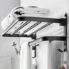 Towel Rails,Towel Holder with 2 Towel Bars Wall Mounted, 24 Inch Self Adhesive Towel Rail with Hooks, Aluminum Towel Holders Towel Rack For Bathr