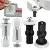 4 Pack Toilet Seat Hinges Screws, Toilet Seat Bolts Expanding Rubber Top Nuts Screws Expanding Nylon Nuts WC Blind Hole Fitting Universal Toilet