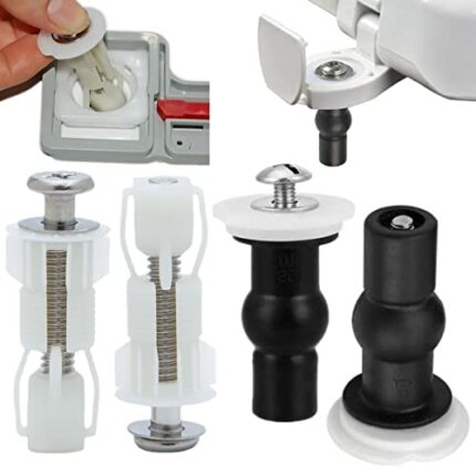 4 Pack Toilet Seat Hinges Screws, Toilet Seat Bolts Expanding Rubber Top Nuts Screws Expanding Nylon Nuts WC Blind Hole Fitting Universal Toilet