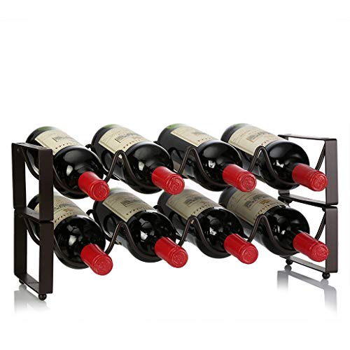 Yalych Metal Wine Rack 8-Bottles Countertop Countertop Cabinet Wine Holder Storage,Sleek and Chic Looking - Minimal Assembly Required. Decorative