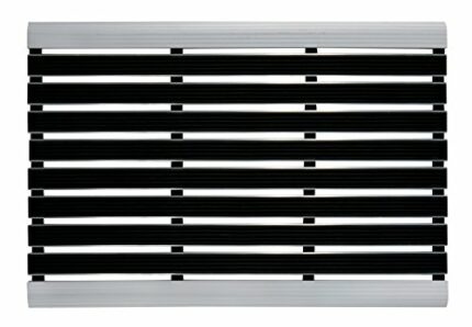 andiamo Exclusive Door Mat Rubber Mat Aluminium Door Mat Black 40 x 60 x 0.8 cm